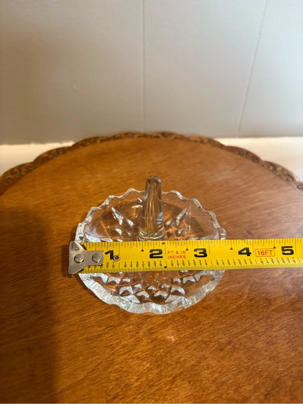 Glass Ring Holder Dish With Scalloped Edges